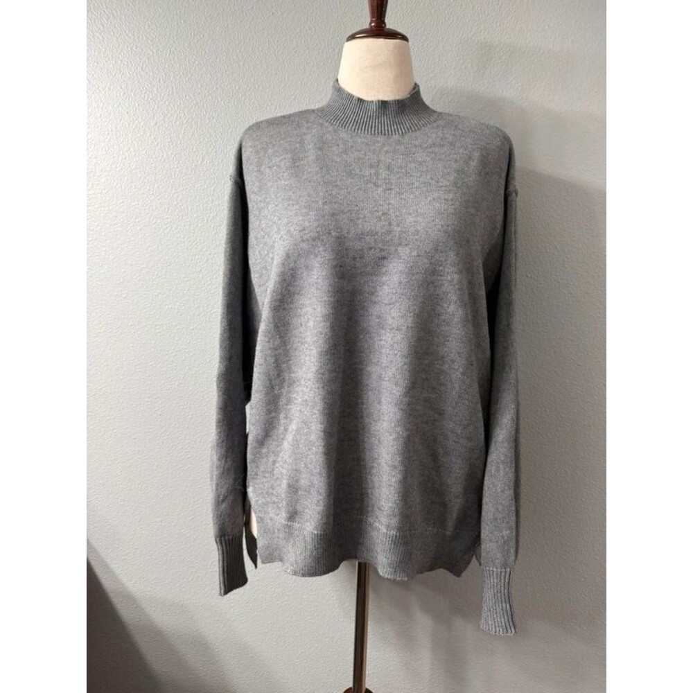 See & Be Seen Gray Dolman Mock Neck Oversized Sweater Size Large NWT